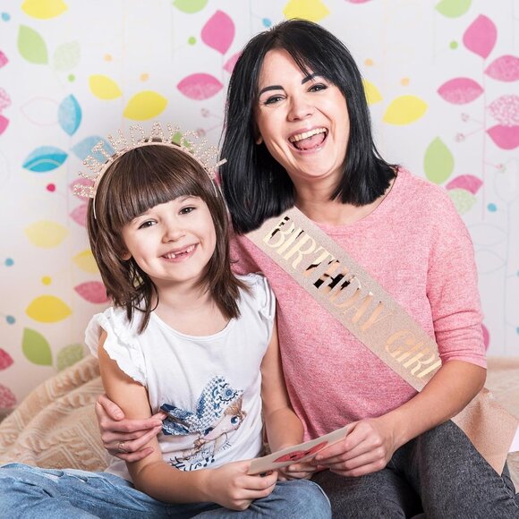 Birthday Crown for Women with Sash Rose-Gold Birthday Girl Sash & Birthday Tiara - Picture 7 of 7